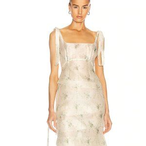 Brock Collection Women's White Tiered Tie-detailed Floral-jacquard Gown